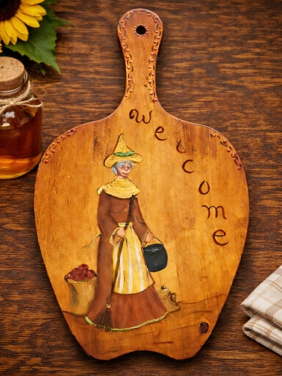 Other - Vintage Kitchen Witch Wooden Welcome Paddle Sign